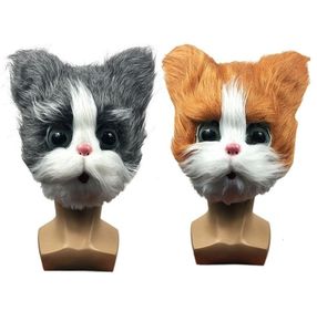 Parti Maskeleri Sevimli Kedi Maskesi Cadılar Bayramı Yenilik Kostümü Parti Full Head Maske 3D Gerçekçi Hayvan Kedi Baş Maskesi Cosplay Props 2208266598019