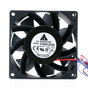 Kylning Original Delta FFB0812Ehe 8038 80mm Comptuter Server Fase Fan Frequency Converter Cooling Fan 12V 1.35A med 3pin