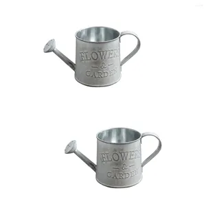 Vases 2pcs Creative Flower Vase Can Rustic Style Iron Metal Jug Pitcher Tin Bucket Watering Shape Portable Pot For Home Wedding