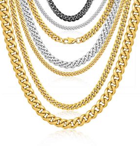 Mode wholale kvinnor män halsband smycken anpassad 16 tum 10mm guldpläterade stål stål kubansk länk kedja halsband3774075