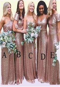 Sparkly Rose Gold Sequints платья подружки невесты 2019 смешанный стиль изготовленный на заказ оболочка Bridemaid Dress Prompare Promes Swedding Guest 9942761