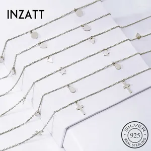 Wisiorki Inzareal 925 Sterling Srebrny geometryczny okrągłe gwiazda Cross Waterdrop Triangle Choker Naszyjnik dla mody kobiet biżuteria