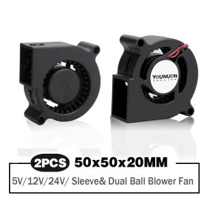 Chłodzenie 2 sztuki 50 mm wentylator dmuchawy 5V 12V 24 V 5020 Turbo Blower wentylator 50x50x20 mm odśrodkowy wentylator turbiny