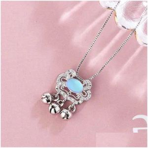 Kedjor 2024 Koreansk stil Moonlight Stone Small and Safe Long Life Lock Halsband för kvinnor att bära dagligen Drop Delivery Jewel Dhbro