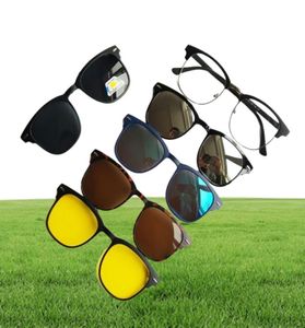 5st Magnetic Clip Solglasögon Glasögon med polariserade glasögon Myopia Optisk läsram med paket6673847