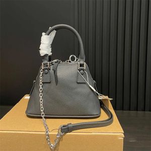 High definition version small size mm6 top layer women's bag casual internet celebrity versatile handheld one shoulder crossbody chain shell bag