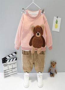 Baby Girls Jungen Kleidungsstücke 2021 Frühlings Kleinkind -Kinder -Freizeitkleidung Bär T -Shirt Hosen Kinder Kleidung