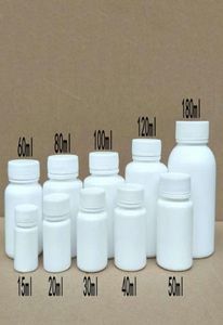 50PCS 15ml20ml30ml60ml100ml Plastic PE White Empty Seal Bottles Solid Powder Medicine Pill Vials Reagent Packing Containers3533982