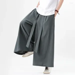 Men's Pants 2024 Summer Chinese Style Men Harajuku Man Japanese Kimono Male Streetwear Retro Wide-Leg Trousers