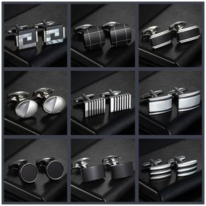 High Quality Rectangle Enamel Copper Material Square Cuff Fashion Mens French Shirts Cufflinks wholesale Fathers Day Gift 240320