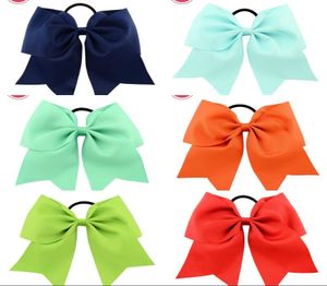 20Pcs 8 Inch Large Solid Cheerleading Ribbon Bows Grosgrain Cheer Bow Tie With Elastic Band Girls Rubber Hair Bands Beautiful HuiL4755516