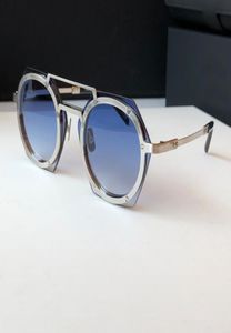 Ретро круглые солнцезащитные очки H006 Silver Blue Unisex Sun Glasses УФ -защита для глаз Box6441644