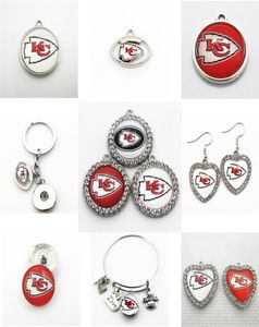 Fotboll Kansas City Dangle Charms Mix Style DIY Pendant Armband Halsbandörhängen Snap Button Jewelry Accessories7608075