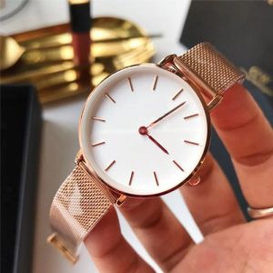 Mode kvinnors klockor rose guld vit urtavla klänning rostfritt stål lady casual klocka 32mm 36mm