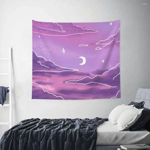 Wandteppiche lila Sonnenuntergang View Tapissery Hippie Polyester Wand Hanging Anime Kawaii Wohnkultur Hexen Hintergrund Tuch Retro Retro