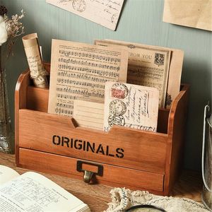 Bottiglie di stoccaggio Organizzatore multifunzionale Organizzatore di box da scrivania in legno a 3 livelli e organizzazione in scatola multifunzionale e