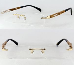 純粋なチタンの木製の手作りのリムレス眼鏡フレーム豪華な近視rxableメンズ女性メガネ眼鏡最高品質2103234406840
