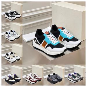 Top Multi material patchwork of cowhide with contrasting colors men women thick soled lace up white sports fashionable and versatile casual shoes