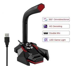 Dynamic Wired Microphone USB Studio Gaming 360 Omnidirectionnel PC Microphone for Computer Desktop Professional Dual Mic LED6988037