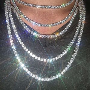 Heta försäljning halsband s sterling sier tennis gratis eld moissanite diamant choker halsband hip hop smycken