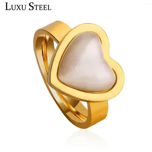 Wedding Rings LUXUSTEEL For Women Anillos Stainless Steel Heart Opal Shape Finger Accessories Wholesale