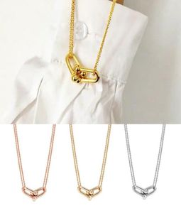 11 Women039s 925 Sterling Silver Necklace 2021 Trend HardWear Series Two UShaped Pendant Double Chain Charm Luxury Jewelry Gi3125372