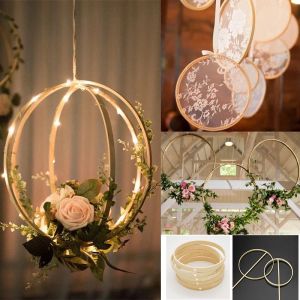 1PC Bamboo Circle drewniany ring rzemiosło z pojedynczą dziurą Catch Catcher Circer Floral Hoop Frame DIY wieniec Wedding Dekoracja domu