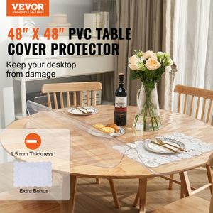 Vevor Round PVC TableClothアンチホットテーブルマット透明ソフトガラス防水油圧テーブル布マットクリアプロテクター1.5mm