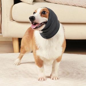 Odzież psa mufki ucha ochrony hałasu Pet Covery Wrap wysoce elastyczne uszu ciepły zimowy szalik szary