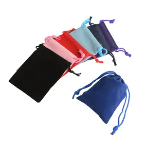 Gift Wrap Velvet Drawstring Bag Multi-color Packing Sachet For Jewelry Candy Storage Display Festival Pouch 100PCs 5 7cm