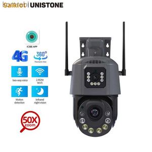 PTZ Cameras Saikiot Icsee 6mp 50x Zoom WiFi Camera 4G PTZ عدسة مزدوجة الكاميرا في الهواء الطلق تتبع ومراقبة نظام العدسة المزدوجة C240412