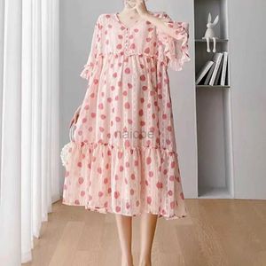 Vestidos de maternidade New Arriveal 2023 Skirt Maternity Dress Summer Summer Romantic Rink Strawberry Fashion Plus Size Susndende Dress 240412