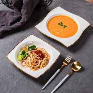 Schalen kreative Keramik -Suppen -Becken Pasta Steak Teller Frucht Salat Schüssel El Restaurant -Form Snack Desserts Tablett
