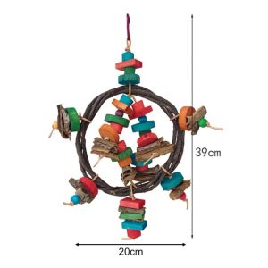 Bird Toy för papegojor papegoja bur leksak med krok träfågelbur leksaker Dura tugga leksaker roliga abborre står för papegojor conures