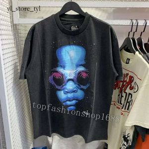 Hellstar Designer T-Shirts Creative Earth Ghost Yüz Kulaklıkları ön ve arka anime baskılı çift iplik saf pamuklu kısa kollu 9603