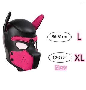 Party Masks XL Code Märke Öka stor storlek Puppy Cosplay vadderat gummi full huvmask med öron för män kvinnor hundroll pla3158319