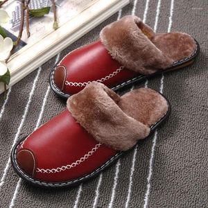 Casual Shoes Warm Cotton Women's Winter Indoor Thick Soled Home Korean Wool Slippers Men's and Lovers's Leather