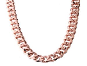 15 mm anpassningslängd trendig mens kedja rosguld färg rostfritt stål halsband för män trottoar kubansk länk hip hop smycken kedja8980178