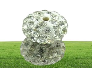 8 mm biała mikro preporna CZ disco kulka kryształ krystaliczny bransoletka Naszyjnik beadsmjpw cała 7306930