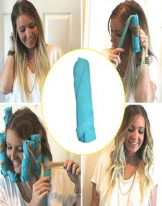 8st hårrullar Sleep Styler Kit Long Cotton Curlers Diy Styling Tools Blue Color Magic Hair Dressing Charming Hairstyle6673030