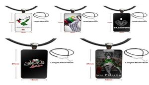 Palestine Art Stop Wars for Girls Vintage Jewelry Steel Color Glass Cabochon Choker Pendant Long Rectangle Necklace11149589