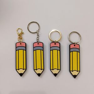 2024 Ny trächip Rainbow Pencil Keychain dubbelsidig träutvecklingssäsong Student Key Chain