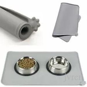 Dog Gray 47x30cm Ny Sile Pet Feeding Mat Non Slip Pet Food Water Placemat för Dogs235A