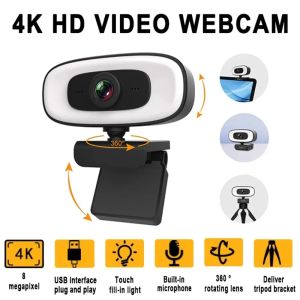ウェブカメラミニウェブカメラ4K 1080pカメラ2KフルHDウェブカメラ付きマイク付き1530FPS YouTube PCラップトップビデオ撮影カメラ用USB Webカム