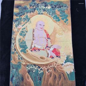 Estatuetas decorativas budismo chinês seda risada feliz maitreya buda thangka mural