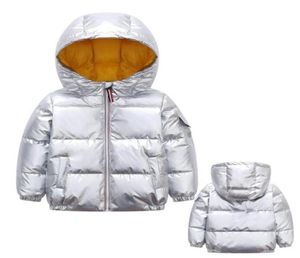 Daunenmantel 2021 Kinder039s warme Jacke für Mädchen und Jungen glänzende silberne Outwear Winter Kinder Kleidung 316Y9487001