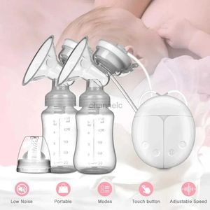 Breastpumps Double Electric Breast Pumps Powerful Nipple Suction USB Electric Breast Pump with Baby Milk Bottle Cold Heat Pad Nippl 240413