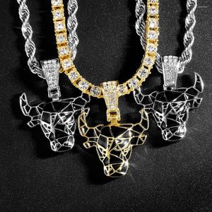 Pendant Necklaces Glamorous Blackface Bull Necklace With 4mm Wide Rope Chain For Men Women Daily Decoration