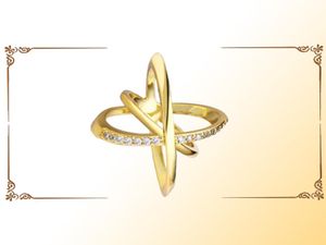 Дизайн личности Женщины кольца золото серебряного хрустального кольца кольца Midi Rings для женщин для женщин модные кольца ювелирные изделия6969219