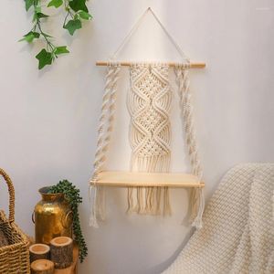 Wandteppiche nordische handgewebte Makrame-Wandhänge-Seilregal Innenräume Pflanzenträger Ständer Boho Tapestry Home Decor Ornament